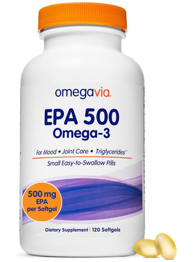 OmegaVia EPA 500 Omega-3 Fish Oil, 120 Capsules, 500 mg EPA