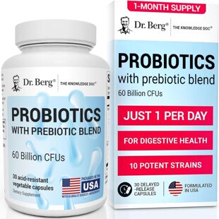 Dr. Berg 60 Billion Probiotics with Prebiotic Blend, 30 Caps