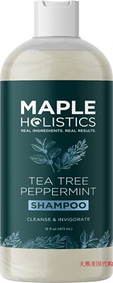Tea Tree Peppermint Oil Shampoo by Maple Holistics (16 oz)