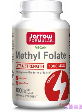 Jarrow Formulas Vegan Methyl Folate 1000 mcg, 100 capsules