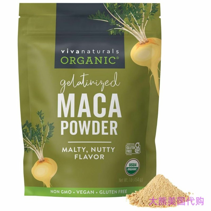 Viva Naturals Organic Maca Powder, Malty, Nutty Flavor, 454g
