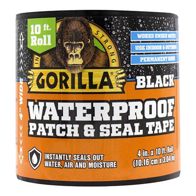 Gorilla Waterproof Patch & Seal Tape, Black Tape, 4