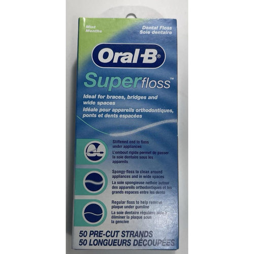 Oral-B Super Floss Pre-Cut Strands, Mint, 50 Count 牙线
