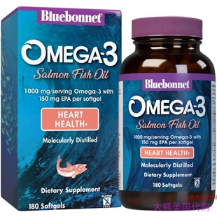 BlueBonnet Nutrition Omega-3 Salmon Oil Softgels, 180 Count