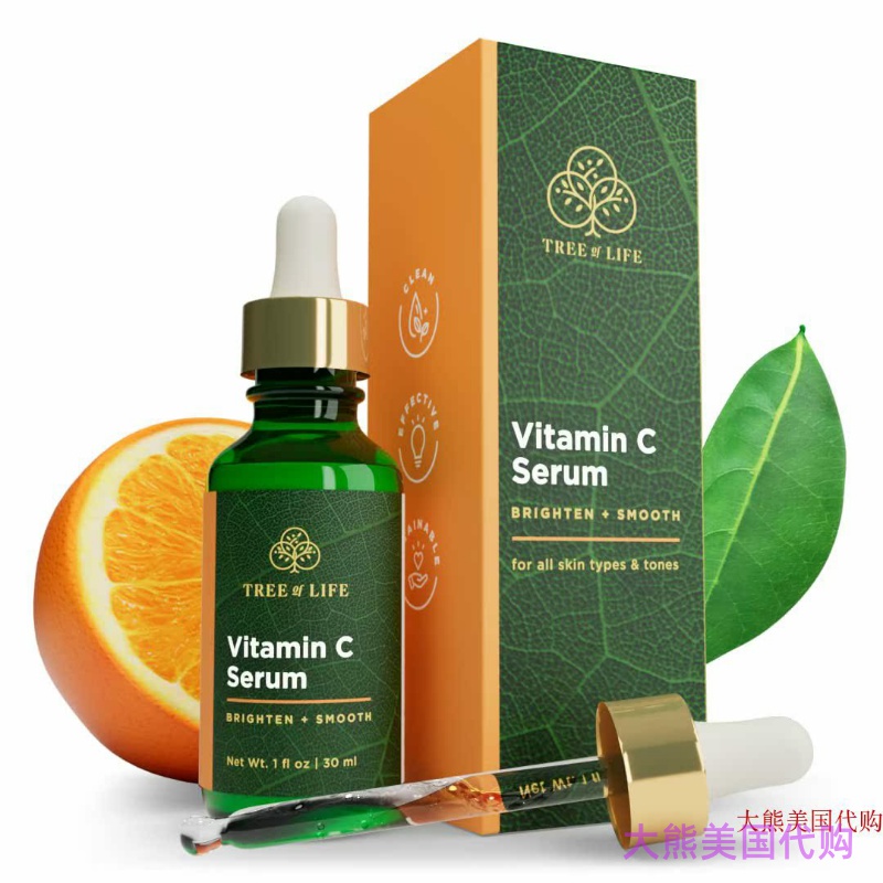 Tree of Life Vitamin C Serum for Face, Brighten, Smooth, 1oz