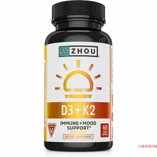Zhou Vitamin K2 (MK7) with D3 Supplement - Vitamin D3 + K2