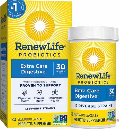 Renew Life Extra Care Digestive Probiotics, 30 Billion CFU