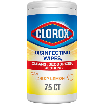 Clorox Disinfecting Cleaning Wipes, Crisp Lemon, 75 Count