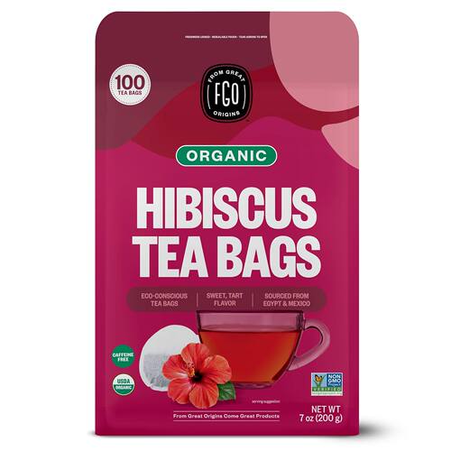 FGO Organic Hibiscus Tea Bags by Feel Good Organics, 100 ct