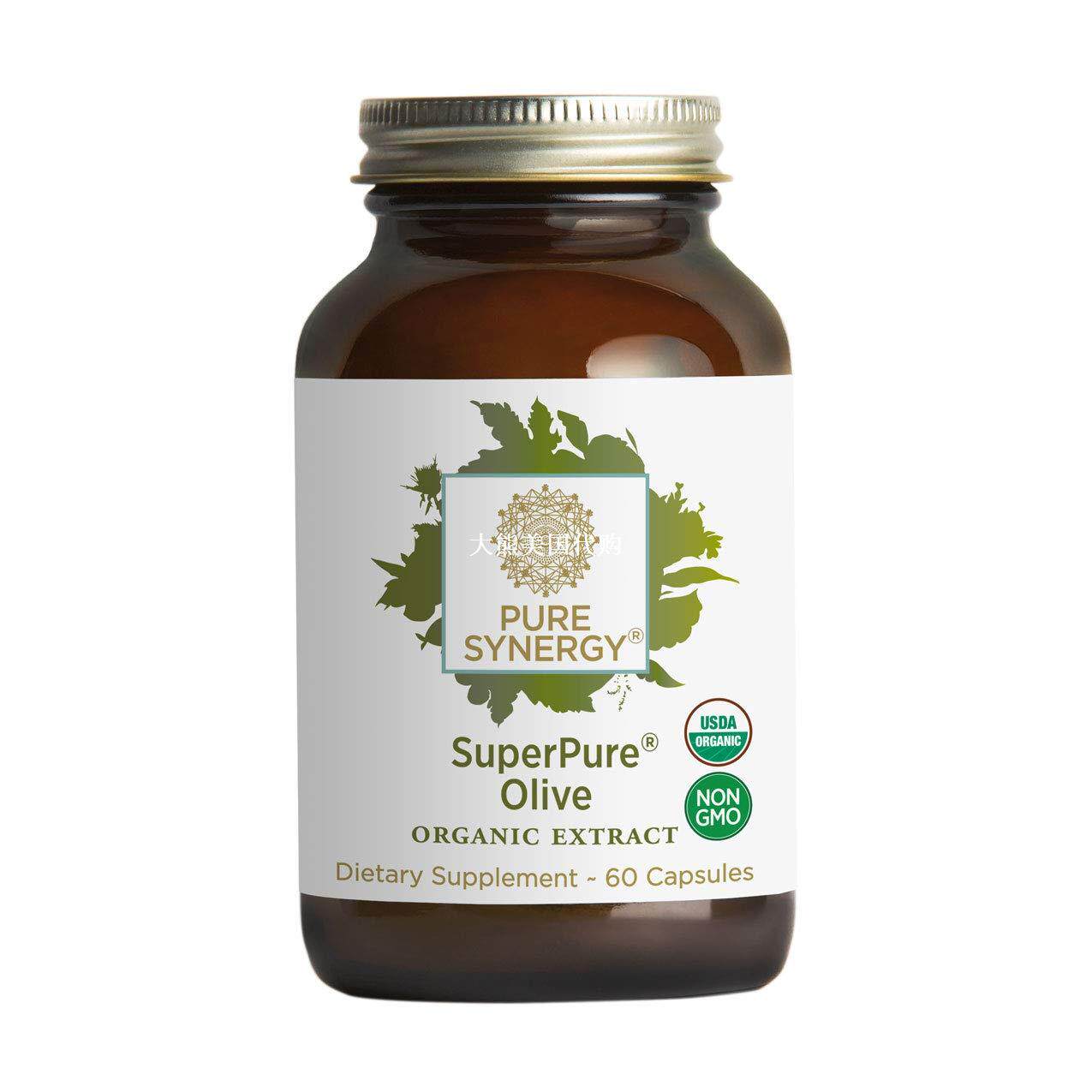 Pure Synergy USDA Organic SuperPure Olive Leaf, 60 Capsules