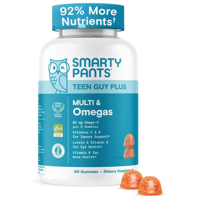 SmartyPants Teen Guy Formula, Daily Multivitamin Gummies