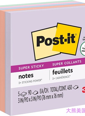 Post-it Recycled Super Sticky Notes, 5 Pads/Pack, 654-55SNRP