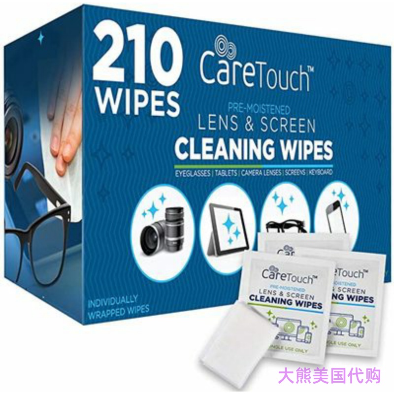 美国直邮 Care Touch Lens & Screen Cleaning Wipes, 210 Wipes