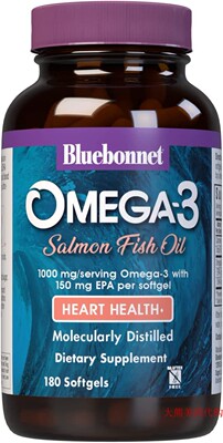 BlueBonnet Natural Omega-3 Salmon Oil Softgels, 180 Count