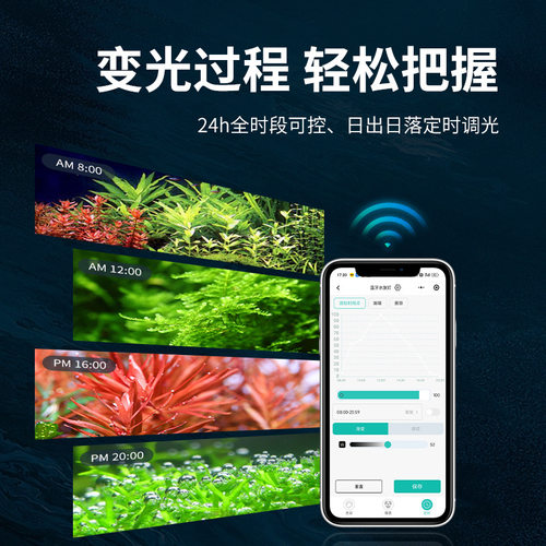 鱼缸水草灯LED全光谱溪流原生草缸手机智能控制专业爆藻出苔筒灯