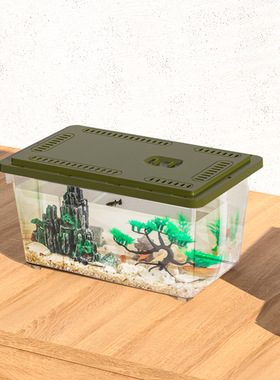 创意户外桌面透明家用饲养生态乌龟客厅带盖小型鱼缸专用容器