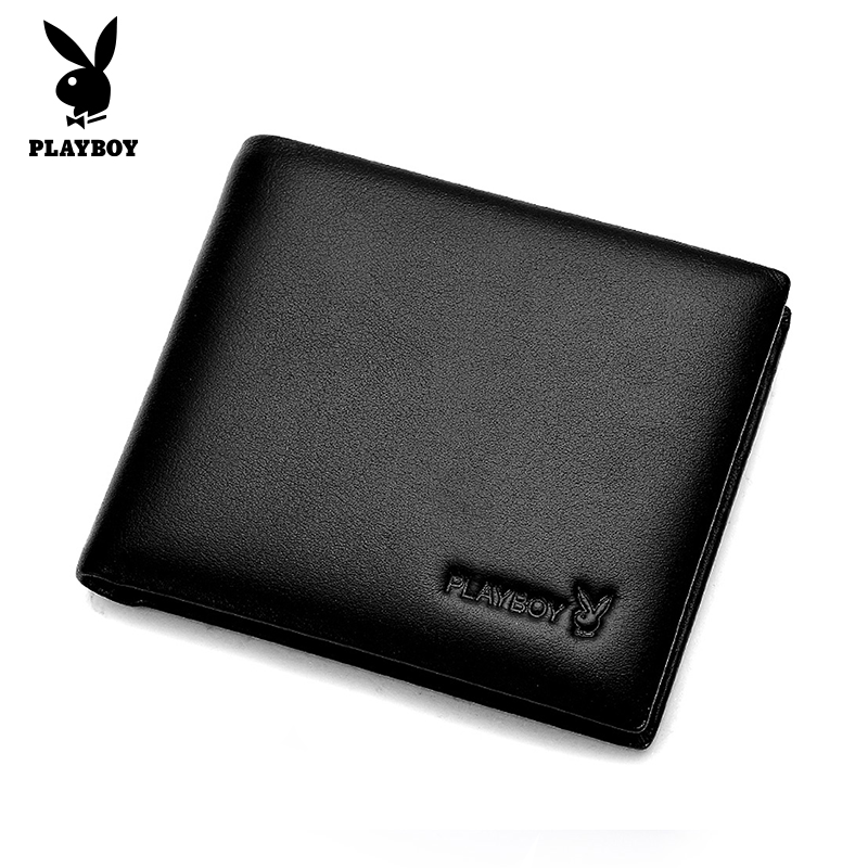 花花公子男士钱包新款真皮短款软牛皮大容量学生薄款皮夹潮礼盒款
