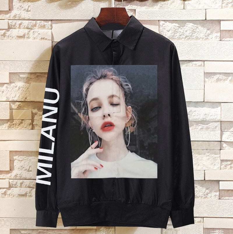 胖子大码宽松翻领长袖t恤男上衣