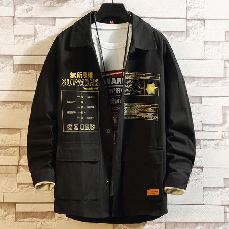 加肥加大国潮胖子肥佬特大码350斤宽松长袖工装衬衫外套衬衣男厚