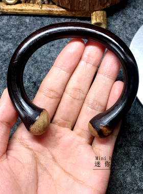 无结玻璃底老黑藤手镯天然简约