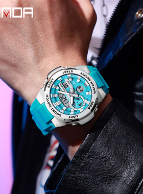 三达男士圆盘户外运动电子夜光防水初高中学生个性潮流多功能手表