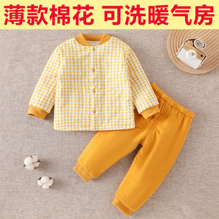 儿童秋冬薄棉衣套装 幼儿童内穿夹棉服 宝宝加厚棉花保暖棉袄棉裤