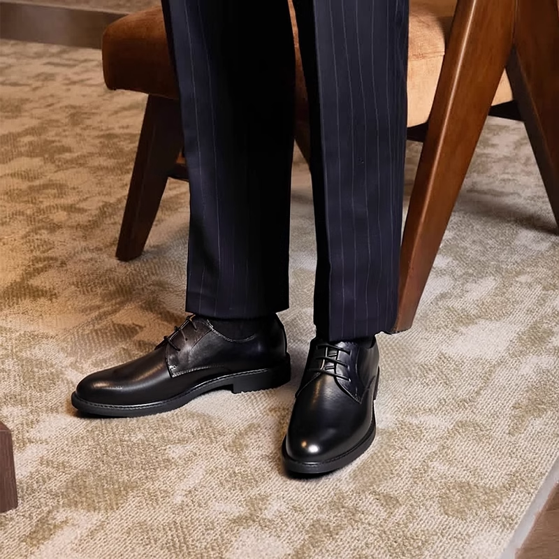 弓长梦秋季新款男英伦风时尚商务皮鞋高级感休闲头层真皮德比婚鞋,流行男鞋,正装皮鞋,淘宝优惠券,粉丝福利购,淘宝优惠卷