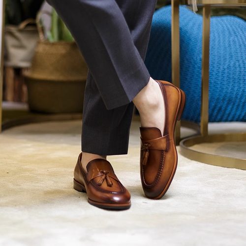 弓长梦男鞋潮流真皮商务乐福鞋
