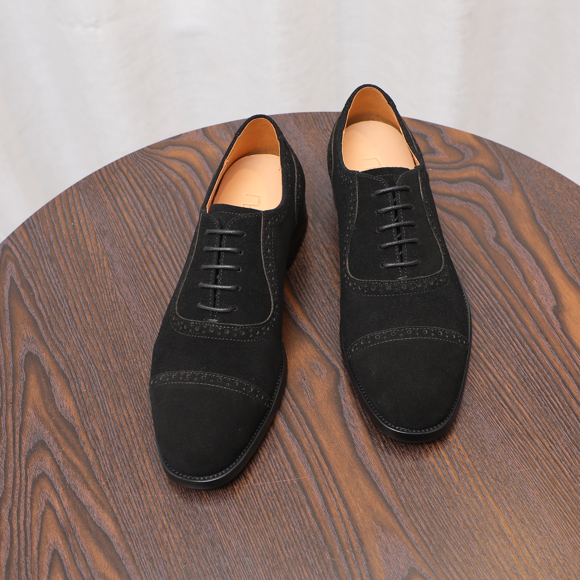 弓长梦商务正装透气皮鞋潮流真皮软底百搭英伦复古反绒皮德比鞋男