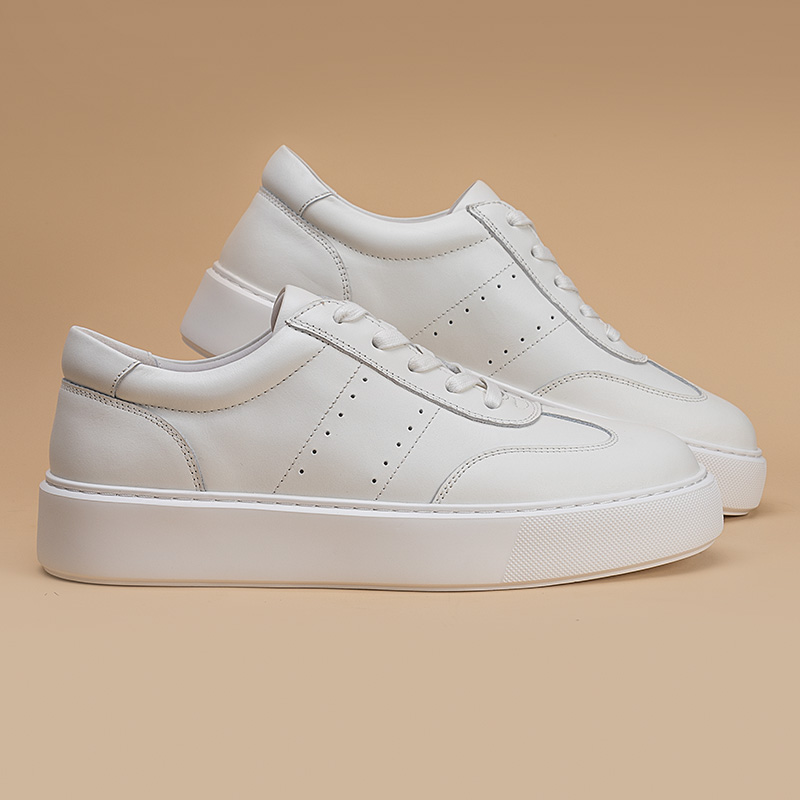 真皮小白鞋增高运动休闲风厚底