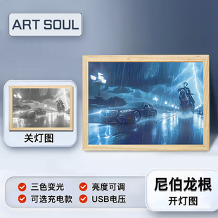 龙族龙伯尼根灯光画楚子航雨夜高架桥迈巴赫周边动漫相框摆台夜灯