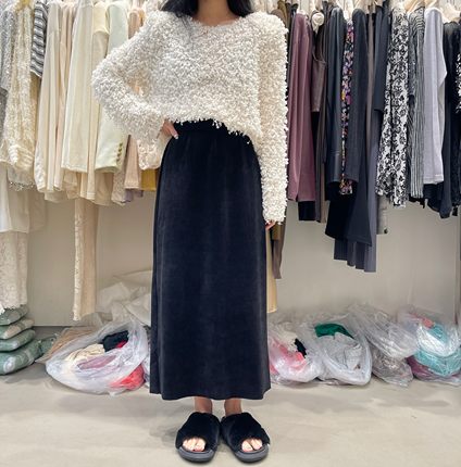 摩登197韩版条绒后开叉半身裙女2025秋冬爆款高腰显瘦中长裙 7321