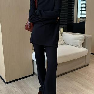 针织条绒上衣休闲裤 女秋冬爆款 两件套7806 套装 摩登197慵懒风时尚