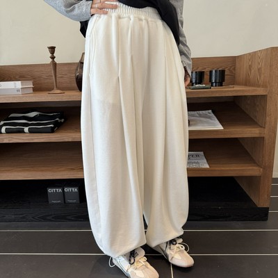 摩登Mdeng197高腰垂感抽绳束脚裤