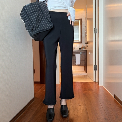 摩登197高腰显瘦九分直筒女裤子