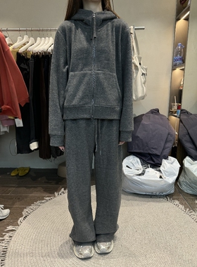 JVV SISTER气质休闲套装女2025冬季新款加绒连帽卫衣休闲裤两件套