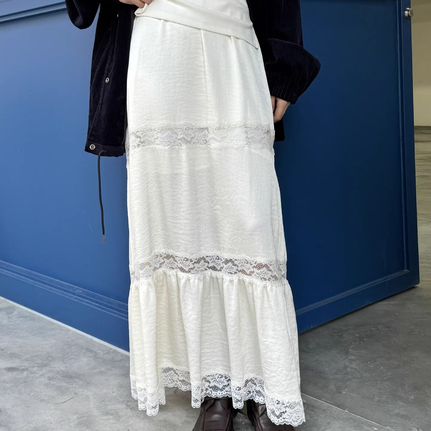 摩登197蕾丝拼接直筒半身裙女2025春秋新款高腰显瘦大摆长裙2K62,女装/女士精品,半身裙,淘宝优惠券,粉丝福利购,淘宝优惠卷
