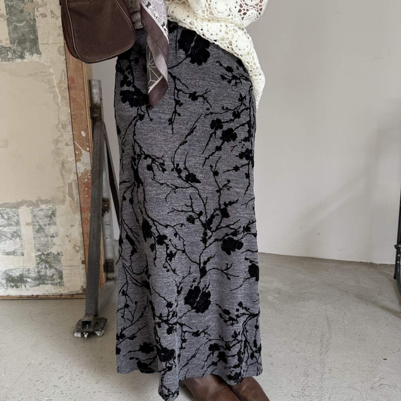 摩登197复古植绒提花鱼尾半身裙