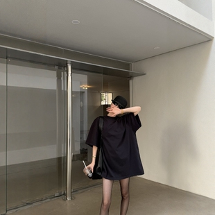 摩登197韩版 T恤女2026春季 新款 高级感宽松纯棉上衣1T238 圆领短袖