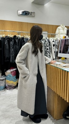 摩登197仿水貂毛长款皮草外套女