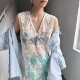 摩登197蕾丝钩花V领背心裙女2025夏季 4185 连衣裙罩衫 新款 宽松无袖