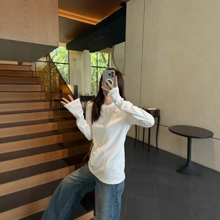 圆领长袖 显瘦打底衫 T恤女2025冬季 修身 上衣1T269 新款 摩登197韩版