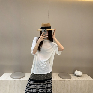 摩登197醋酸圆领短袖T恤女2026夏季新款慵懒风宽松休闲上衣 G6103