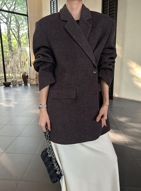 摩登197韩版羊毛西装外套女2025冬季加厚夹棉气质羊毛呢大衣73933