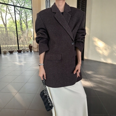 摩登197韩版加厚羊毛呢西装外套