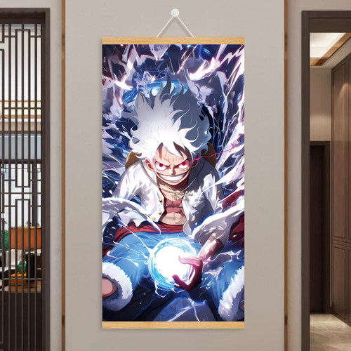 海贼王海报挂画实木挂轴配送挂钩