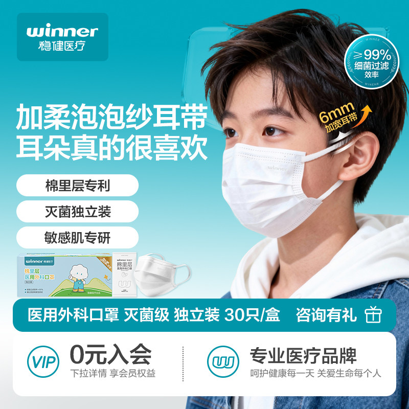 稳健儿童灭菌独立装医用外科口罩图片