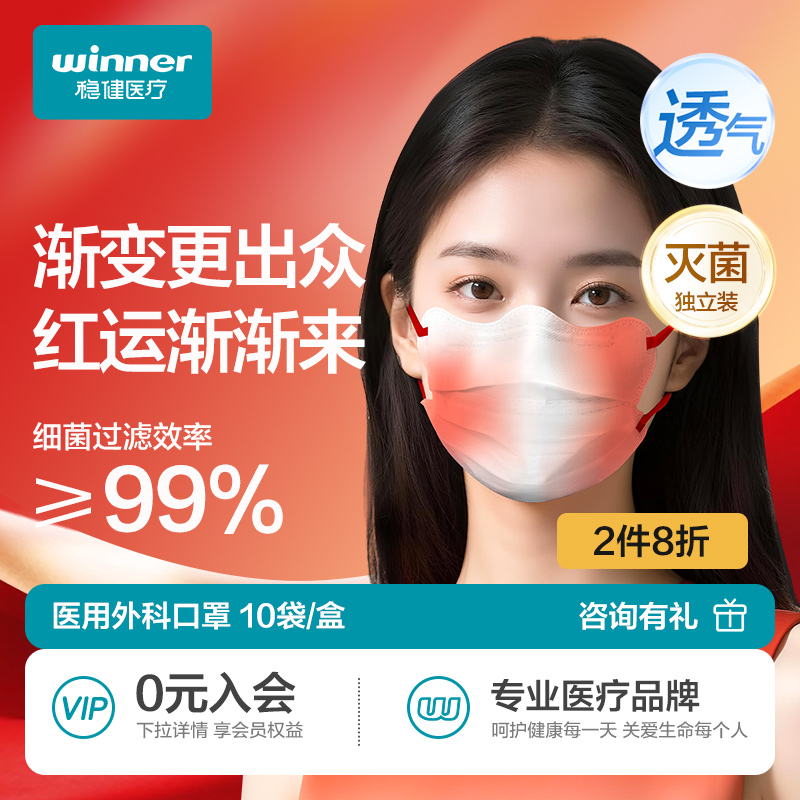 稳健胜利系列双鼻梁灭菌透气口罩