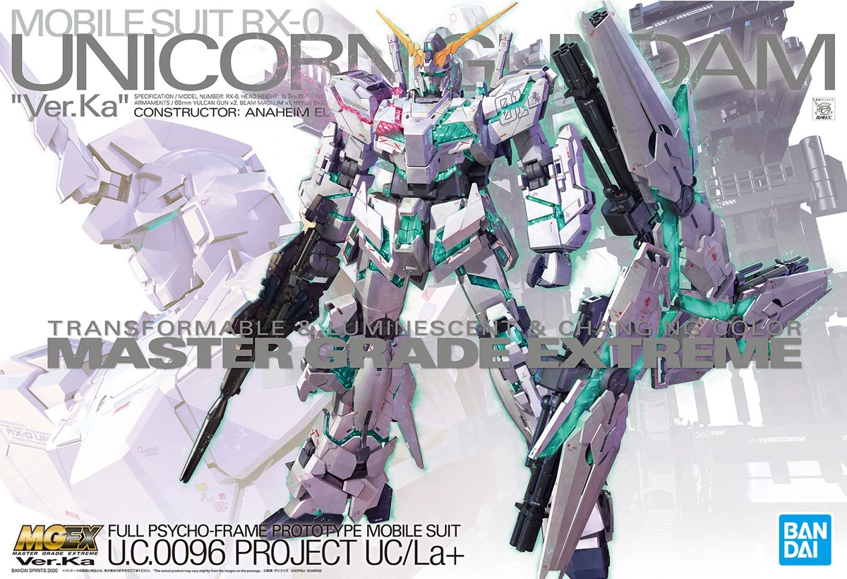 Bandai модель MG MGEX 1/100 Unicorn Gundam ka карта версия Глоуинг Пробуждение Три Щита*