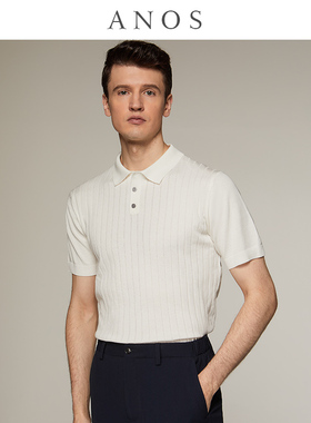 ANOS夏季商务休闲复古翻领polo衫凉感透气纯色修身上班抗皱易打理